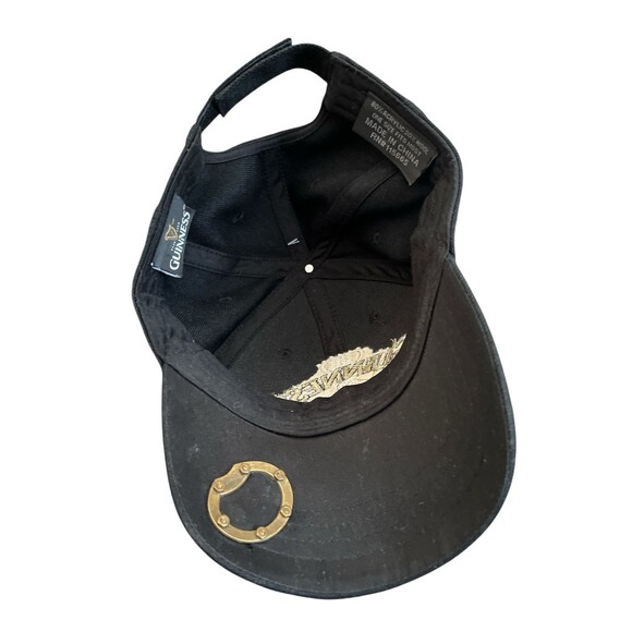 Guinness Black Baseball Cap  Logo with Bottle Opener Hook and Loop Closure - Picture 6 of 7